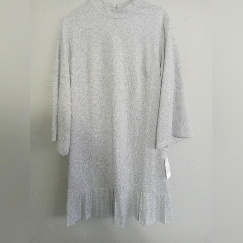 Half Sleeve Hacci Knit Mock Neck Size M Swing Dress